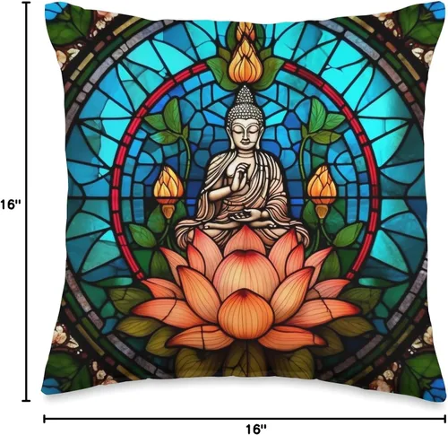 Miniatura 4 de Aesthetic Meditation Buddha Gifts Flower Buddha - Cojín de meditación con diseño de flor de loto, 16 x 16 pulgadas, multicolor