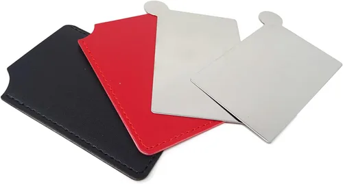Miniatura 4 de Honbay Espejo de bolsillo compacto de acero inoxidable, 2 unidades, irrompible, pequeño, espejo rectangular de mano para maquillaje con soporte