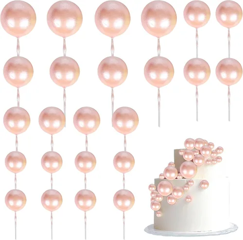 Miniatura 13 de 24 piezas de adornos para pastel con bolas, adornos para cupcakes, bolas de espuma con forma de pastel, púas de pastel con forma de bola, globos