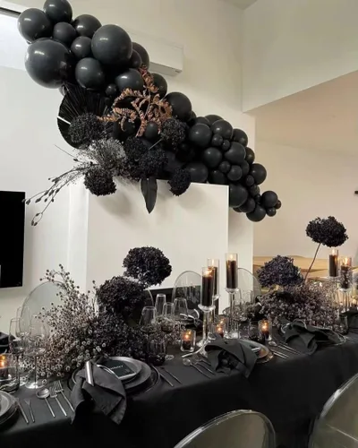 Miniatura 5 de DECGOL Globo negro de 100 globos de látex negros de diferentes tamaños de 18, 12, 10 y 5 pulgadas, kit de globos de fiesta para arco de globos