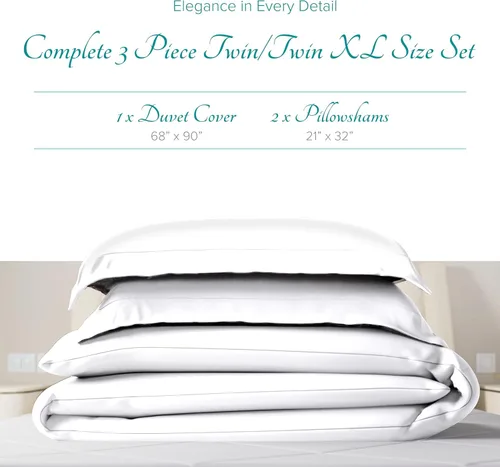 Miniatura 4 de Carressa Linen Funda de edredón de tamaño individual, 100% algodón egipcio, tamaño individual, serie 800 tulipanes colección ropa de cama
