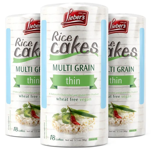 Miniatura 10 de LIEBERS Tortas de arroz, bocadillo certificado Kosher, sin lácteos, sin trigo, sin gluten y opciones veganas (paquete de 3) (sin sal)