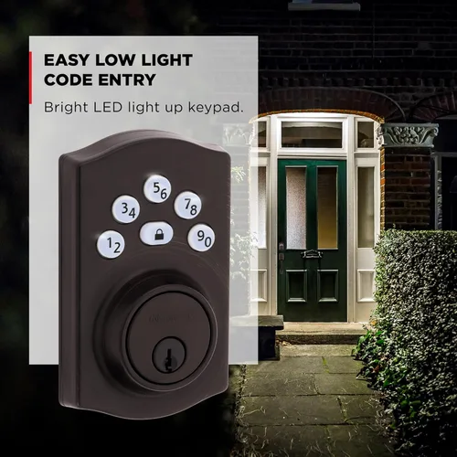Miniatura 7 de Kwikset Powerbolt 240 - Cerradura de puerta de cerrojo electrónico tradicional de bronce veneciano con teclado de 5 botones, con entrada sin llave