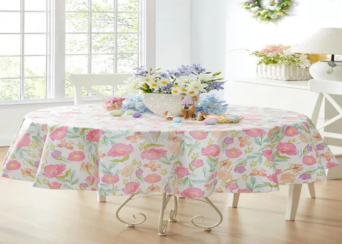 Miniatura 11 de Newbridge Butterfly Field - Mantel de vinilo floral con parte trasera de franela, 52 x 52 pulgadas, cuadrado, flores pastel y mariposas con parte