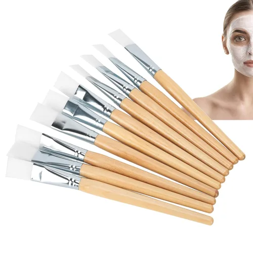 Miniatura 9 de 10 cepillos de máscara facial, aplicador de lodo de pelo suave, herramienta de cuidado de la piel DIY con mango de madera