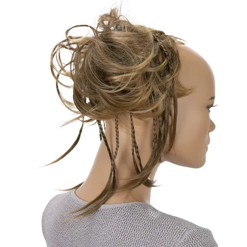 Miniatura 22 de CAISHA Prettyshop - Banda elástica grande XXL tipo postizo de cabello trenzado apenas ondulado, ideal para peinados recogidos o rodetes desaliñados