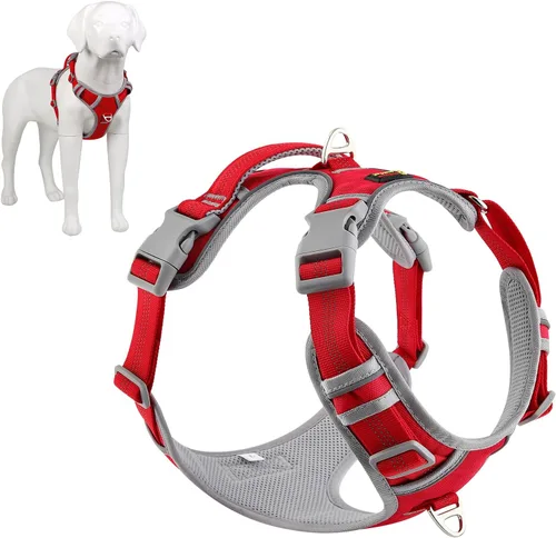 Miniatura 7 de Plutus Pet Arnés para perro sin tirones, liberación en el cuello, arnés reflectante ajustable para perro, asa de fácil control para caminar
