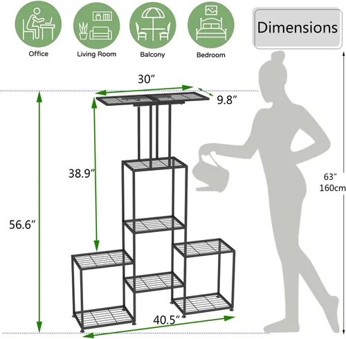 Miniatura 6 de Soporte para Plantas de Interior y Exterior, Estante Colgante Alto de Metal de 6 Niveles para Varias Plantas de Flores, Soporte Grande y Resistente
