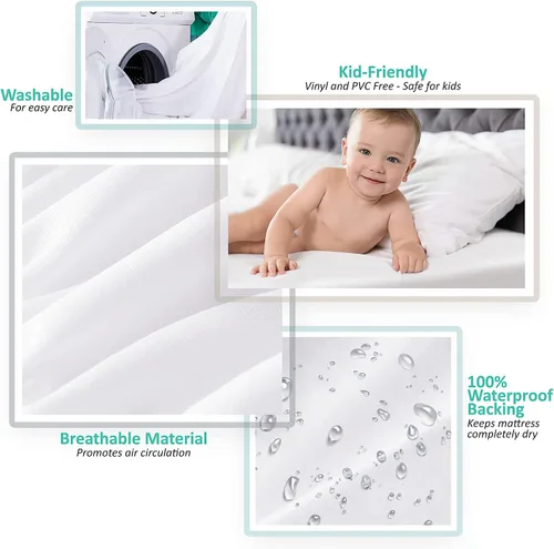 Miniatura 5 de Nestl Funda de colchón de microfibra con cremallera de alta calidad, protector de colchón impermeable tamaño King, se adapta a 15 pulgadas
