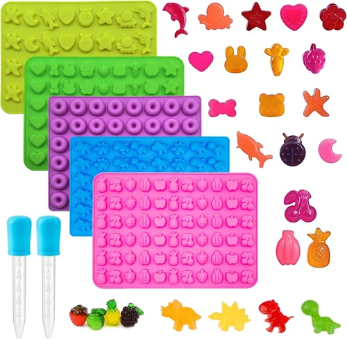 Miniatura 15 de Moldes redondos para caramelos de gomitas, 220 moldes de silicona para caramelos con 2 cuentagotas para caramelos duros, gomitas, caramelos
