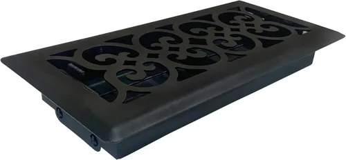Miniatura 3 de Registro victoriano de piso de 4 x 14 pulgadas en acabado negro de hierro fundido, cubiertas de ventilación para piso de casa, cubiertas decorativas