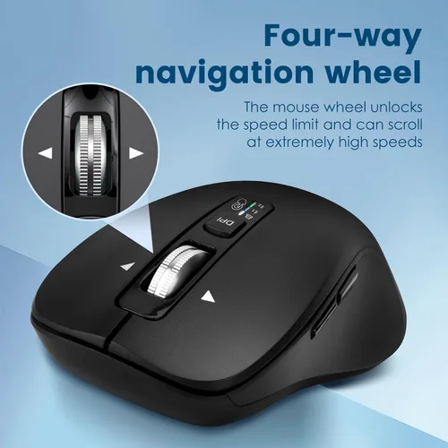 Miniatura 3 de CITLLA Mouse inalámbrico Bluetooth (USB + BT1 + BT2), tamaño completo, desplazamiento de 4 vías, mouse silencioso multidispositivo para computadora