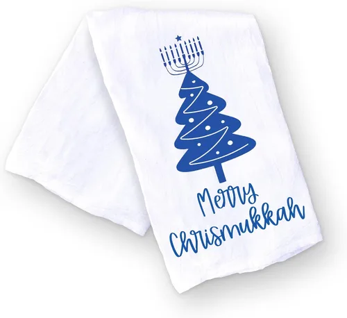 Toalla de cocina divertida mezclada para las fiestas de Navidad y Hanukkah, toalla de cocina judía con árbol de Navidad y menorá, regalo para la