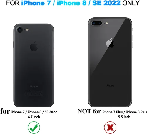 Miniatura 7 de Nvollnoe Funda para iPhone SE Funda 2022/iPhone SE 2020/7/8 Funda con Soporte para Tarjetas de Servicio Pesado Protectora de Doble Capa Resistente a
