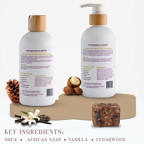 Miniatura 5 de MZURI Juego de champú y acondicionador – Jabón negro africano y champú de karité + acondicionador de madera de cedro de vainilla Limpieza