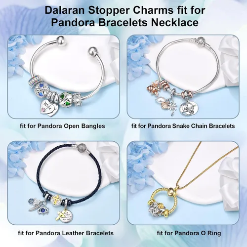 Miniatura 6 de DALARAN Cuentas de tapón para pulseras de plata de ley 925 con clip espaciador para pulsera