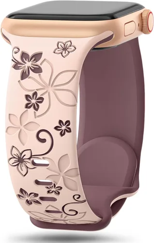 Miniatura 10 de Correas con grabado floral compatibles con Apple Watch Band de 1.49, 1.57, 1.61, 1.65, 1.73, 1.77, 1.92 pulgadas para mujeres, correas deportivas