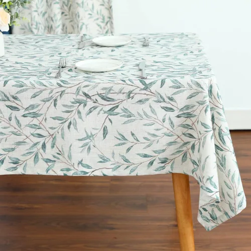 Miniatura 14 de VOGOL Mantel rectangular de lino lavable, resistente a las manchas y a las arrugas, estampado floral y de pájaros, mesa decorativa para mesa