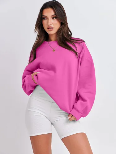 Miniatura 2 de ANRABESS Sudaderas de gran tamaño con capucha para mujer, cuello redondo, sin botones, ropa casual de otoño, ropa de preparación, adolescentes