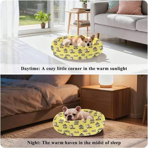 Miniatura 4 de Pet Dog Bed Donut Cuddler Fluffy Cat Pillow Bed for Medium Size Pets Sleeping XS Cute Wolves