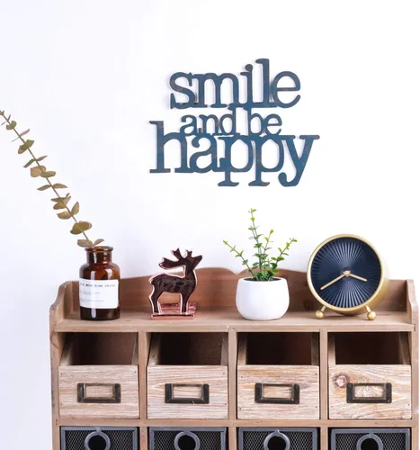 Miniatura 5 de Yamfurvo Placa de pared de metal antiguo con refranes, sonríe y sé feliz, placa inspiradora para decoración de arte, regalos para el día