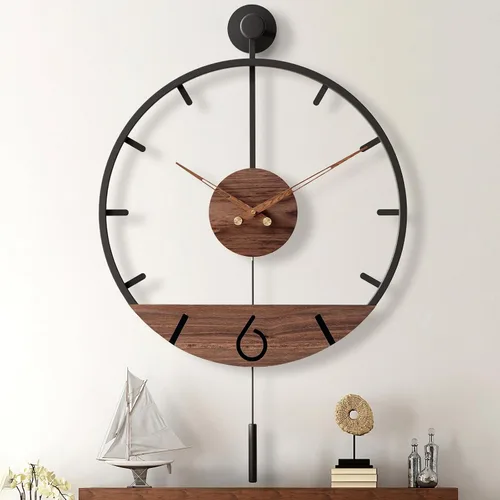 Miniatura 8 de Pytha Sight Reloj de pared de péndulo decorativo moderno de 30.7 x 20 pulgadas, reloj de pared silencioso de gran tamaño de metal grande