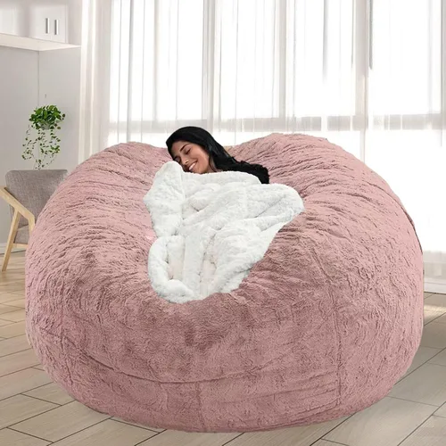 Miniatura 40 de Puf para adultos y niños sin relleno, sofá perezoso suave y redondo, funda de sofá de puf clásico, saco de amor para dormitorio, silla de lectura