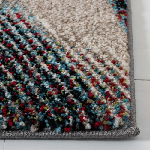 Miniatura 3 de SAFAVIEH Hollywood Collection - Alfombra de área de 5.3 x 7.6 pies, beige y azul, diseño moderno de mediados de siglo, no desprende pelusa