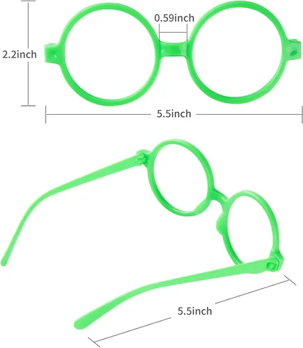 Miniatura 3 de Gafas de marco redondo verde con aretes de clip azules para niñas y mujeres accesorios de disfraz de Halloween