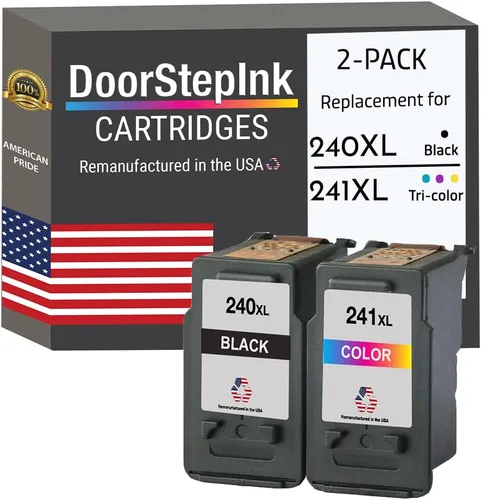 DoorStepInk Cartucho de tinta remanufacturado en los Estados Unidos de repuesto para impresora Canon PG-240XL 240XL CL-241XL 241XL Color negro Combo