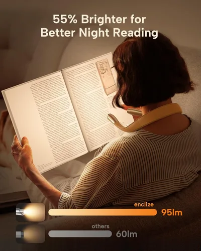 Miniatura 2 de Luz LED de lectura para cuello, luz de libro para leer en la cama, 3 colores, 9 niveles de brillo, diseño ligero y cómodo, de larga duración