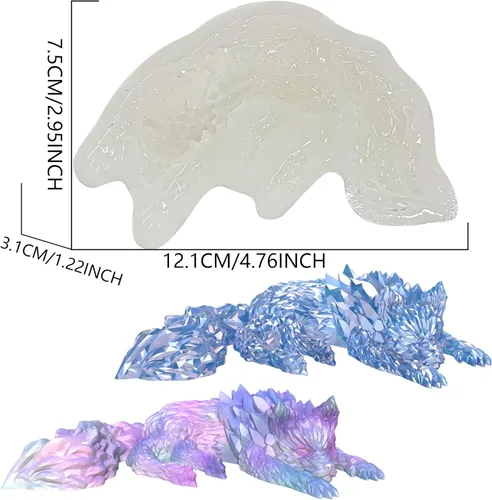 Miniatura 2 de Molde de silicona de resina epoxi 3D de lobo de cristal de hielo para manualidades de azúcar, decoración de pasteles, arcilla polimérica, jardín