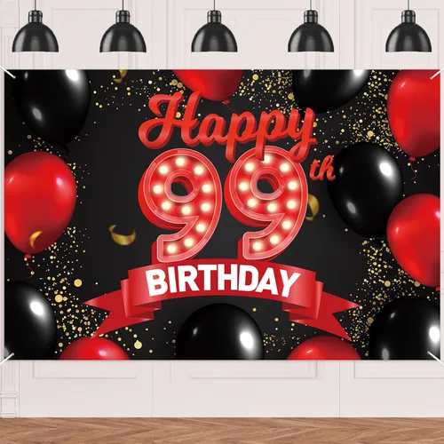 Miniatura 77 de Cartel de feliz cumpleaños 15 color rojo y negro, decoración temática de globos para niñas y mujeres, princesas de 15 años, fiesta de cumpleaños