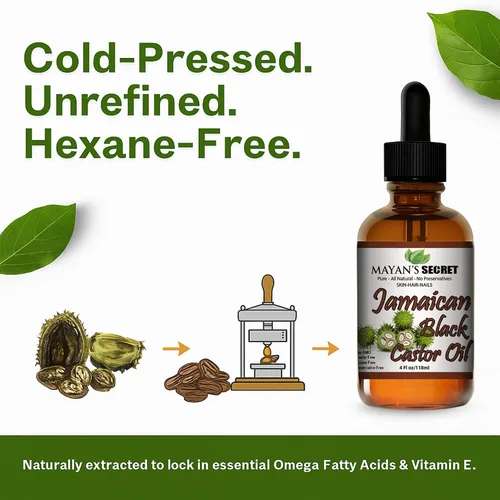 Miniatura 4 de Mayan's Secret - Aceite de semilla de ricino negro jamaicano 4 onzas - 100% puro y orgánico Aceite de ricino negro jamaicano para el crecimiento