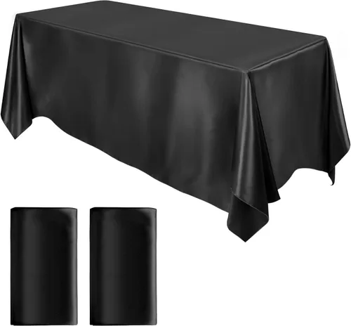 MCEAST Paquete de 2 manteles rectangulares de satén de 102 x 58 pulgadas, mantel de seda brillante, decoración de mesa de tela suave para decoración