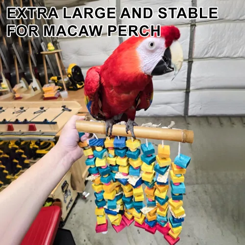 Miniatura 5 de Juguetes de pájaros extra grandes para guacamayos, bloques de madera multicolor juguete para masticar pájaros, jaula de loro, juguete de mordida
