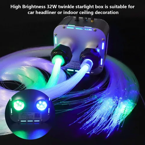 Miniatura 3 de AMKI Kit de techo de fibra óptica Starlight de alto brillo de 32 W, 1800 unidades, 0.03 pulgadas, 16.4 pies, RGBW activado por sonido, aplicación