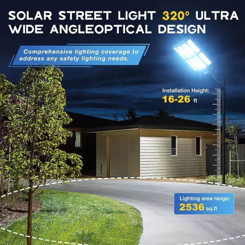 Miniatura 2 de 8000 W de luces solares para exteriores, luz solar de calle de 7000 K, luces solares comerciales para estacionamiento IP66 impermeables
