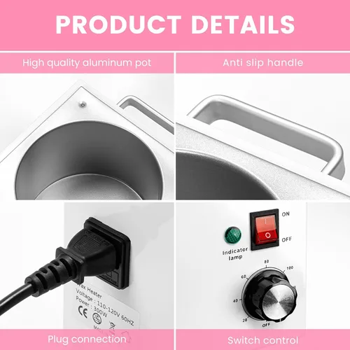 Miniatura 4 de Anbull - Olla de cera grande antiadherente BUT2.5L-I, calentador de cera profesional individual individual para depilación, máquina de encerado