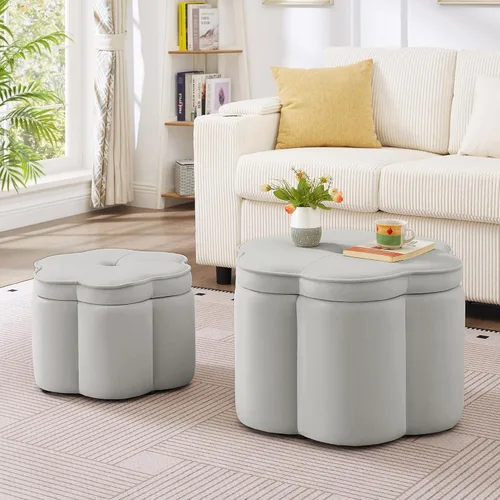 Miniatura 10 de Otomana redonda con patas de metal negro, reposapiés de 22.05 pulgadas de ancho, reposapiés tapizado para sala de estar, dormitorio, entrada