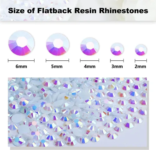 Miniatura 3 de 3000 piezas de brillantes de imitación de resina con dorso plano de 2 mm, cristales AB de resina gelatinosa de color blanco puro para tazas
