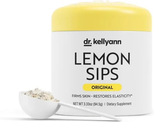 Dr. Kellyann Lemon Sips, Mezcla para bebida cítrica (21 porciones) Rehidrata, Desintoxica, Revitaliza, Sin azúcar, Sin grasa, Sin OMG, Hidrata y