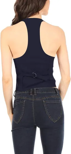 Miniatura 3 de Chaleco de esmoquin para mujer, elegante, casual, versátil, con espalda cruzada, fabricado en Estados Unidos