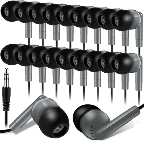 Miniatura 11 de Kanayu Paquete de 100 auriculares con cable a granel para aulas, auriculares básicos para estudiantes, sin micrófono, con conector de 0.138 in
