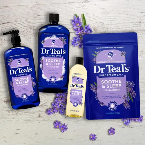 Miniatura 8 de Dr Teal's - Solución de baño de sal de Epsom, Calma y sueño, lavanda, 3 libras