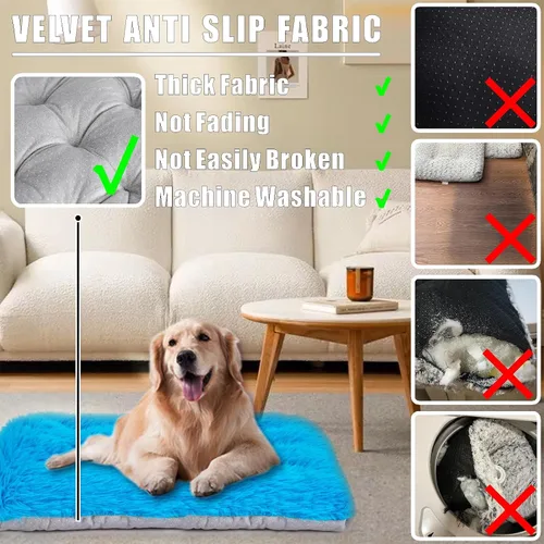 Miniatura 4 de Cama lavable a máquina, almohadilla de felpa de lujo para perros y gatos, tapete inferior antideslizante para perrera, camas peludas para razas