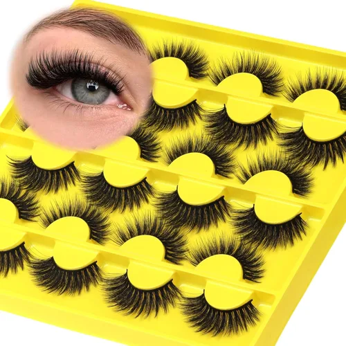 Miniatura 17 de Veleasha Pestañas postizas de visón sintético 3D, pestañas postizas esponjosas de aspecto natural, paquete de 14 pares de pestañas postizas de lujo