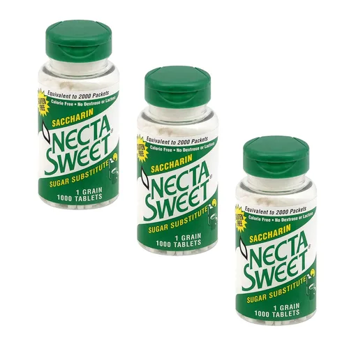 Necta Sweet - Tabletas de sacarina de 1 grano – Sustitutos de azúcar sin calorías (paquete de 3 botellas de 1,000 tabletas)