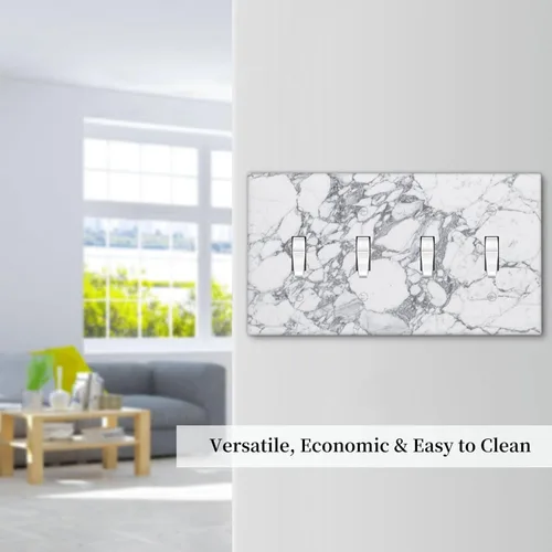 Miniatura 342 de Cubiertas de placa de pared de 3 gang con interruptor de luz de triple palanca, en negro y dorado con esplendor de oro rosa, estampado floral