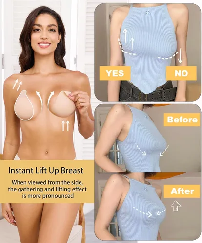 Miniatura 3 de 2025 - Cubiertas para pezones sin costuras de elevación añadida ultrafinas para mujer, 2 pares